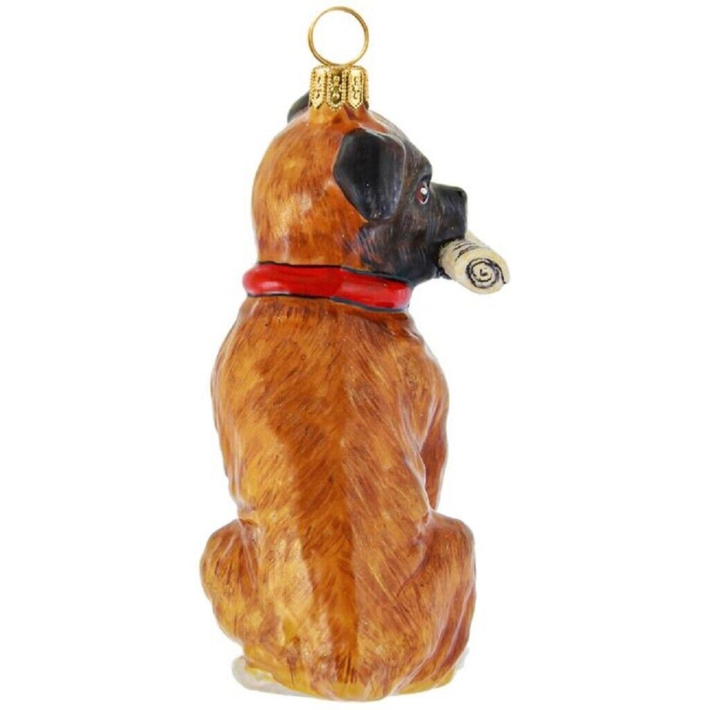 Joy To The World Boxer with Newspaper Polish Glass Christmas Tree Ornament