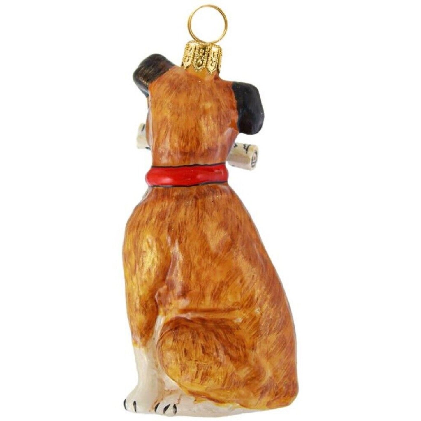 Joy To The World Boxer with Newspaper Polish Glass Christmas Tree Ornament
