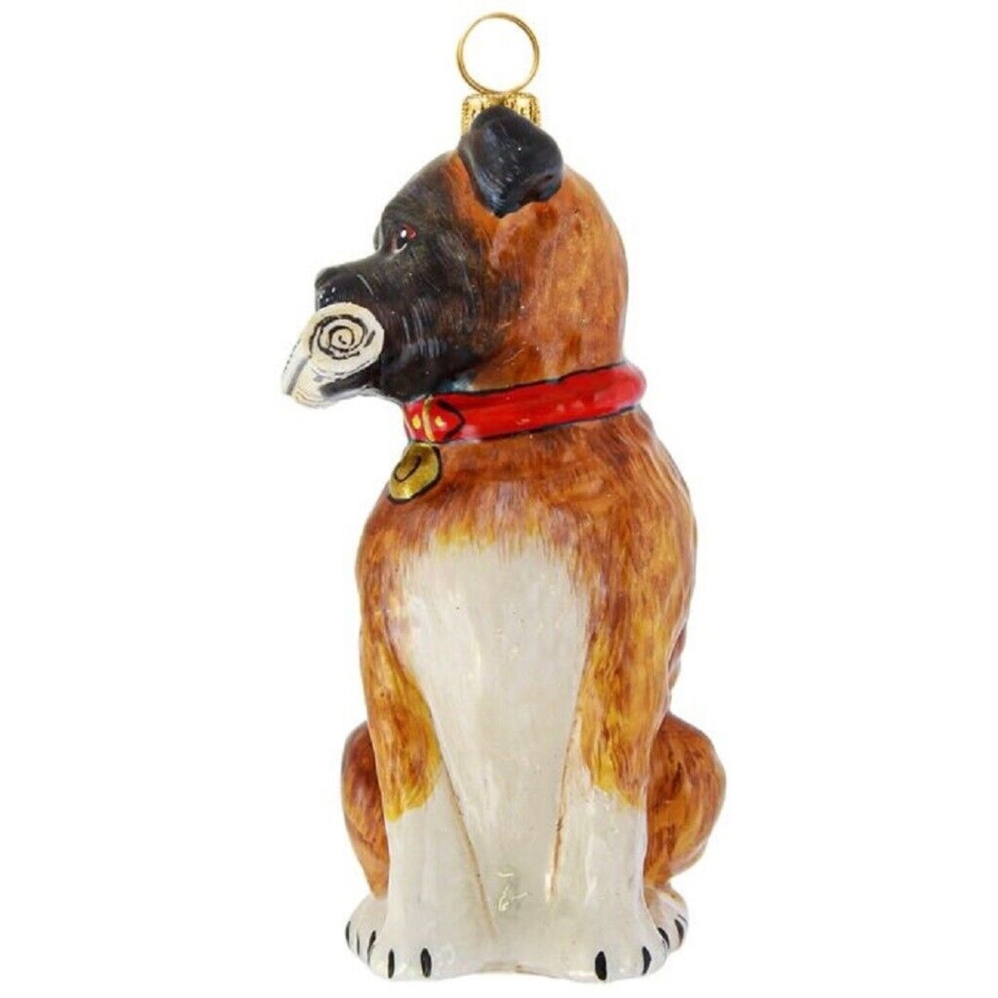 Joy To The World Boxer with Newspaper Polish Glass Christmas Tree Ornament