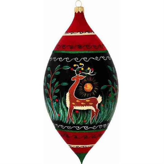 Joy to the World Ukraine Pysanky Ram Drop Polish Glass Christmas Ornament