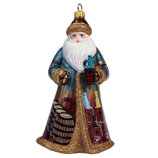 Joy to the World Glitterazzi Bourbon Santa Claus Polish Glass Christmas Ornament
