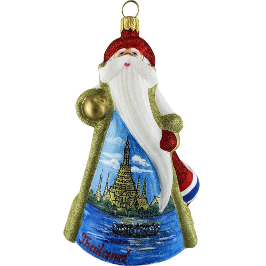 Joy to the World Glitterazzi Thailand Santa Polish Glass Christmas Ornament