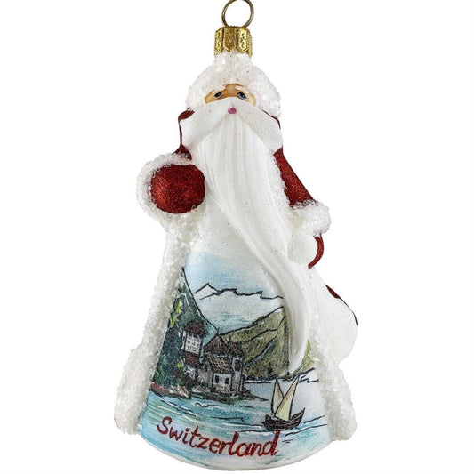 Joy to the World Glitterazzi Switzerland Swiss Santa Polish Glass Christmas Ornament Decoration