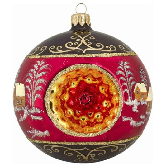 Metzler Brothers Red Russian Reflector Ball Polish Glass Christmas Tree Ornament
