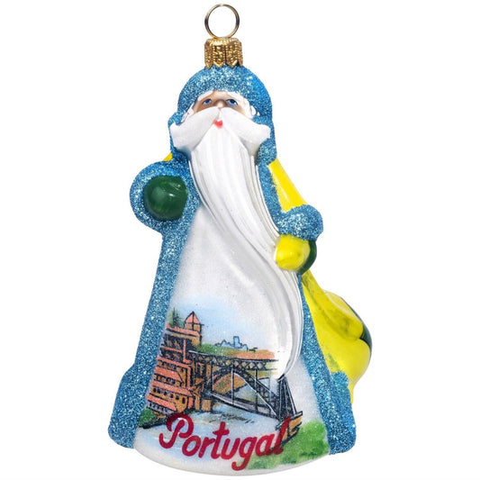 Joy to the World Glitterazzi Portugal Santa Polish Glass Christmas Ornament