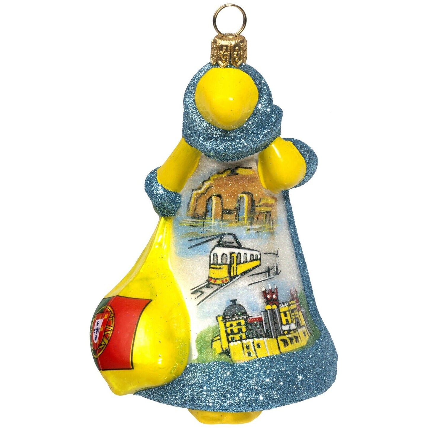 Joy to the World Glitterazzi Portugal Santa Polish Glass Christmas Ornament