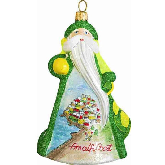 Joy to the World Glitterazzi Amalfi Coast Italy Santa Polish Glass Christmas Ornament Decoration