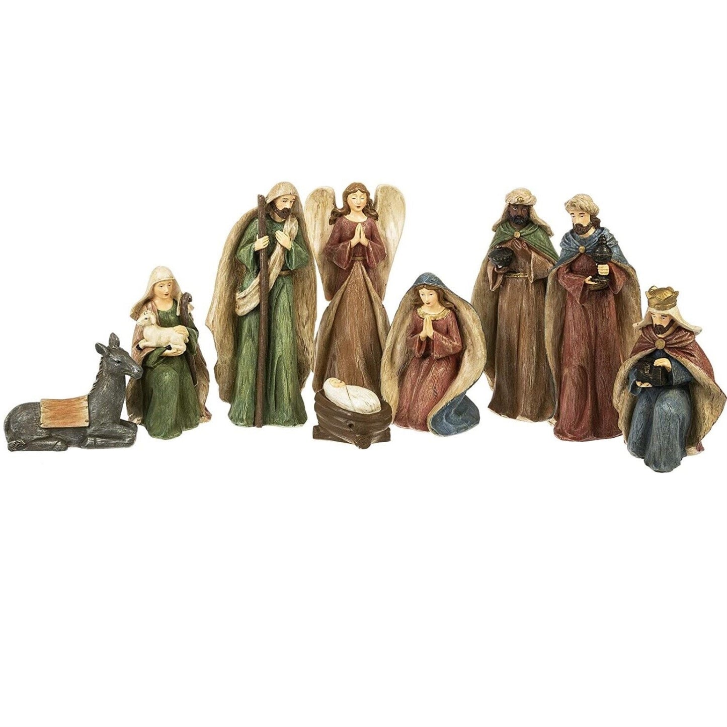 Distressed Brown Christmas Nativity 9 Piece Set 5 inch