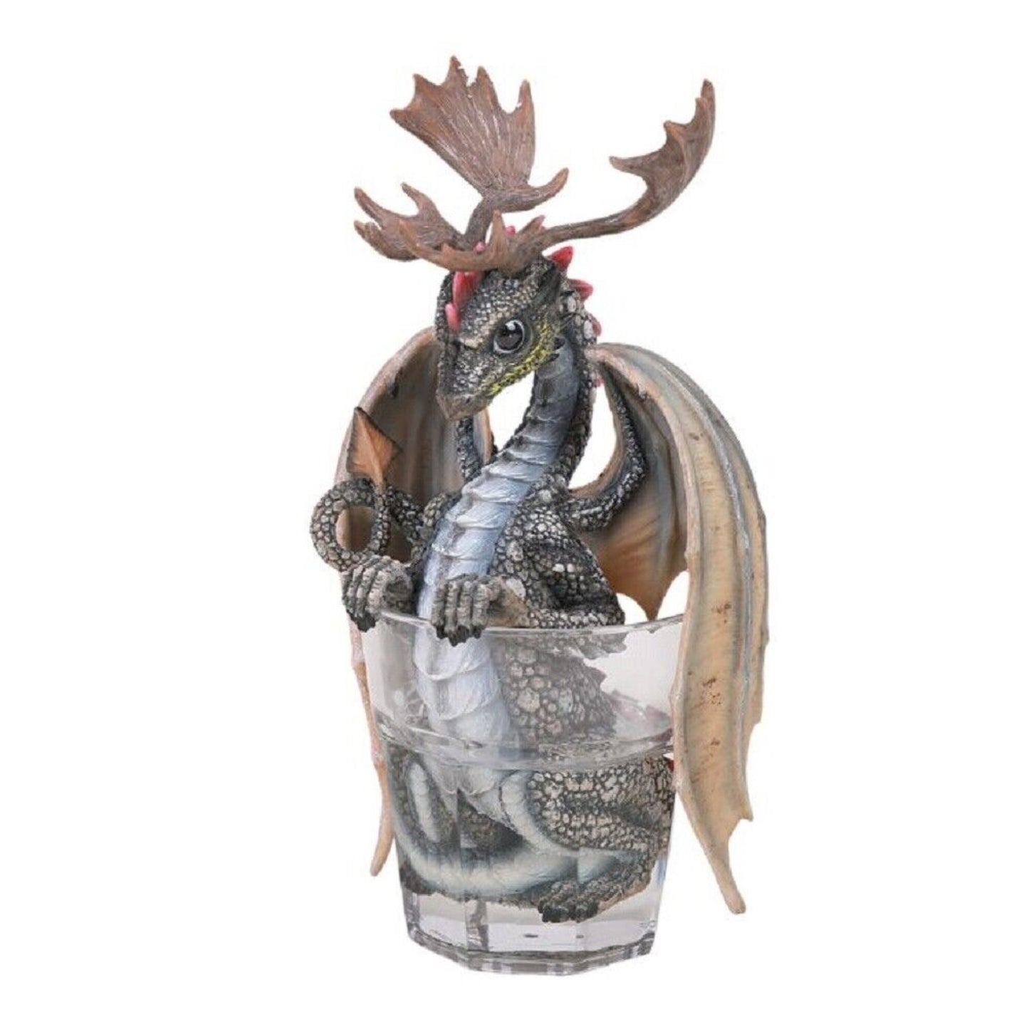 Vodka Winged Dragon in Cup Resin Figurine By Stanley Morrison 7.75 inch