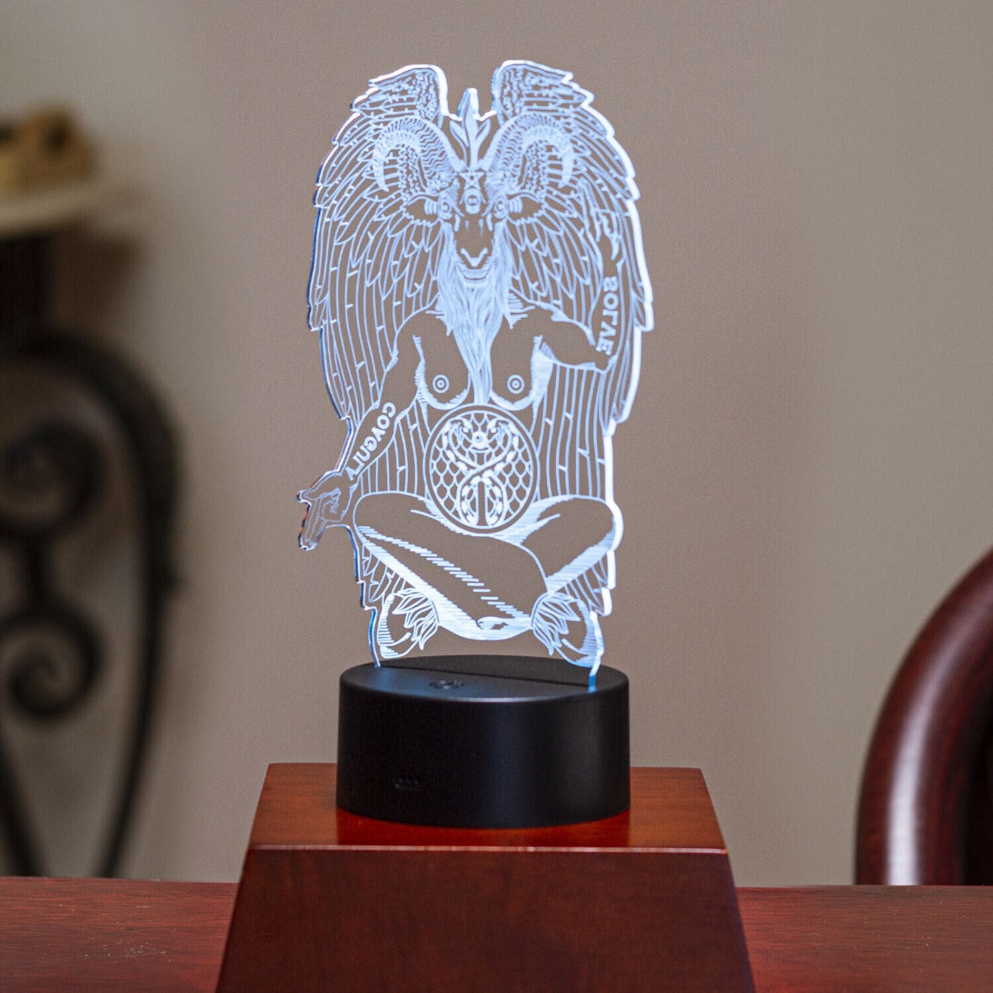 LED Light 3D Goat Winged Baphomet Solve Coagula Decorative Sign Home Decor