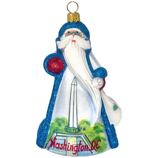 Joy to the World Glitterazzi Washington DC Santa Polish Glass Christmas Ornament