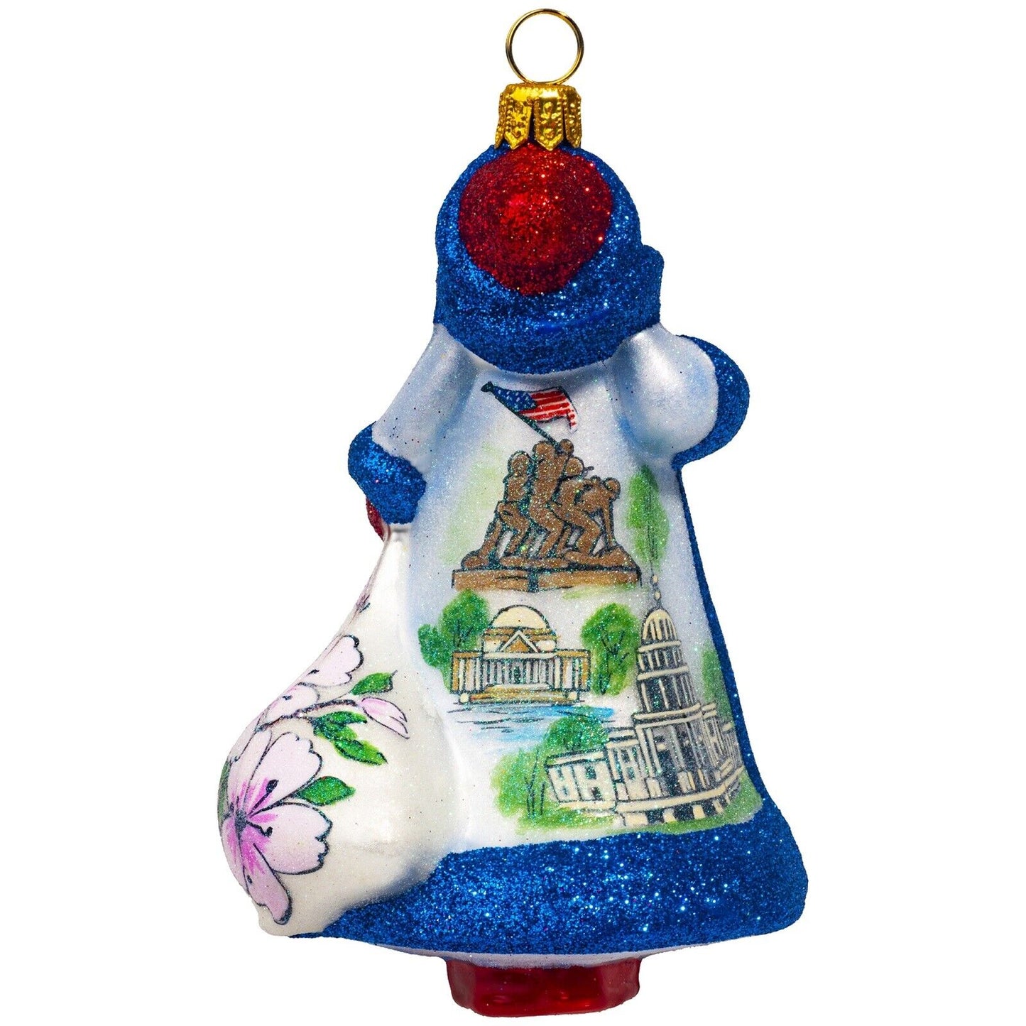 Joy to the World Glitterazzi Washington DC Santa Polish Glass Christmas Ornament