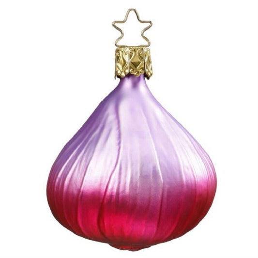 Inge Glas Red Onion Bulb Vegetable German Glass Christmas Tree Ornament FREE BOX