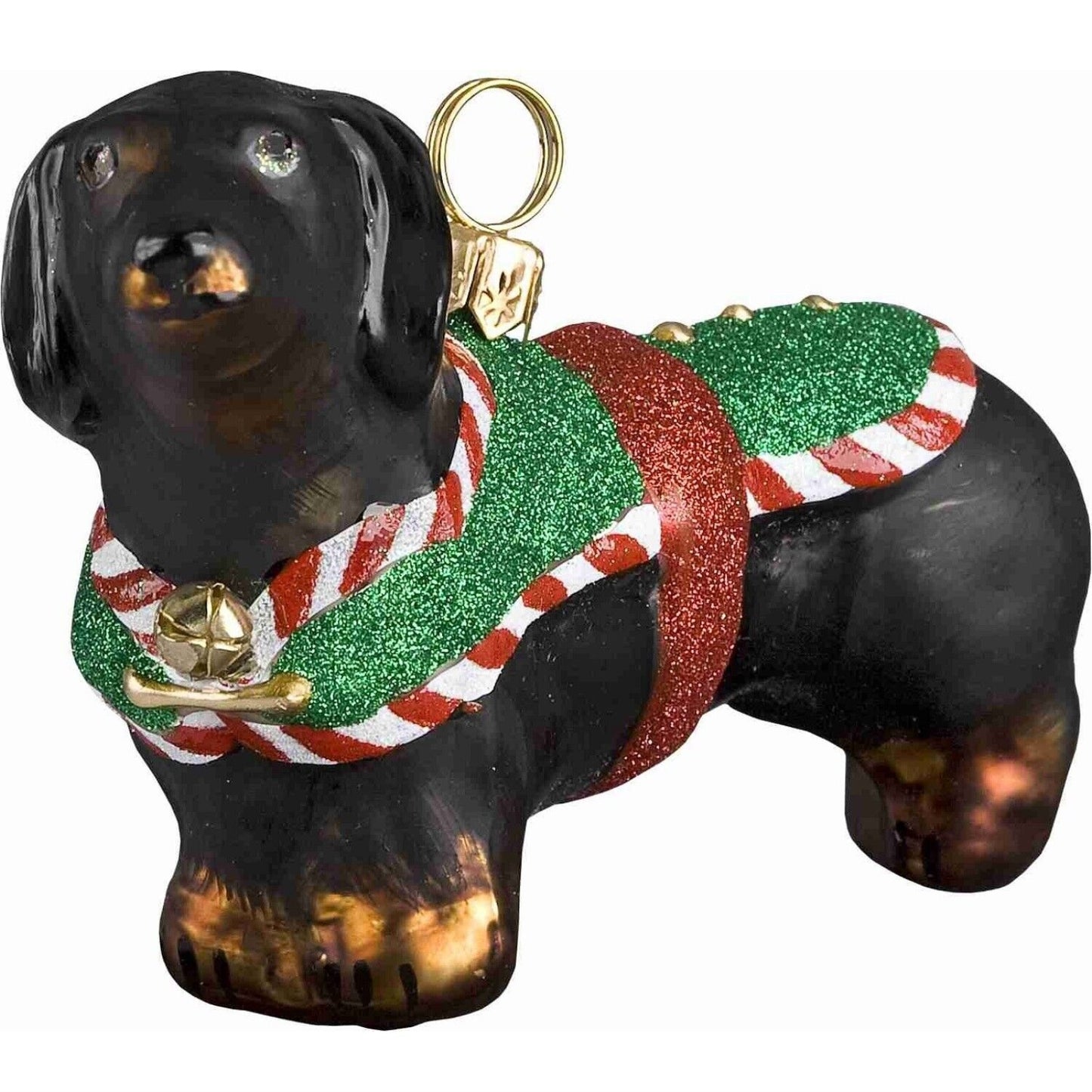 Joy to the World Dachshund Santas Little Yelper Dog Polish Glass Christmas Ornament Decoration