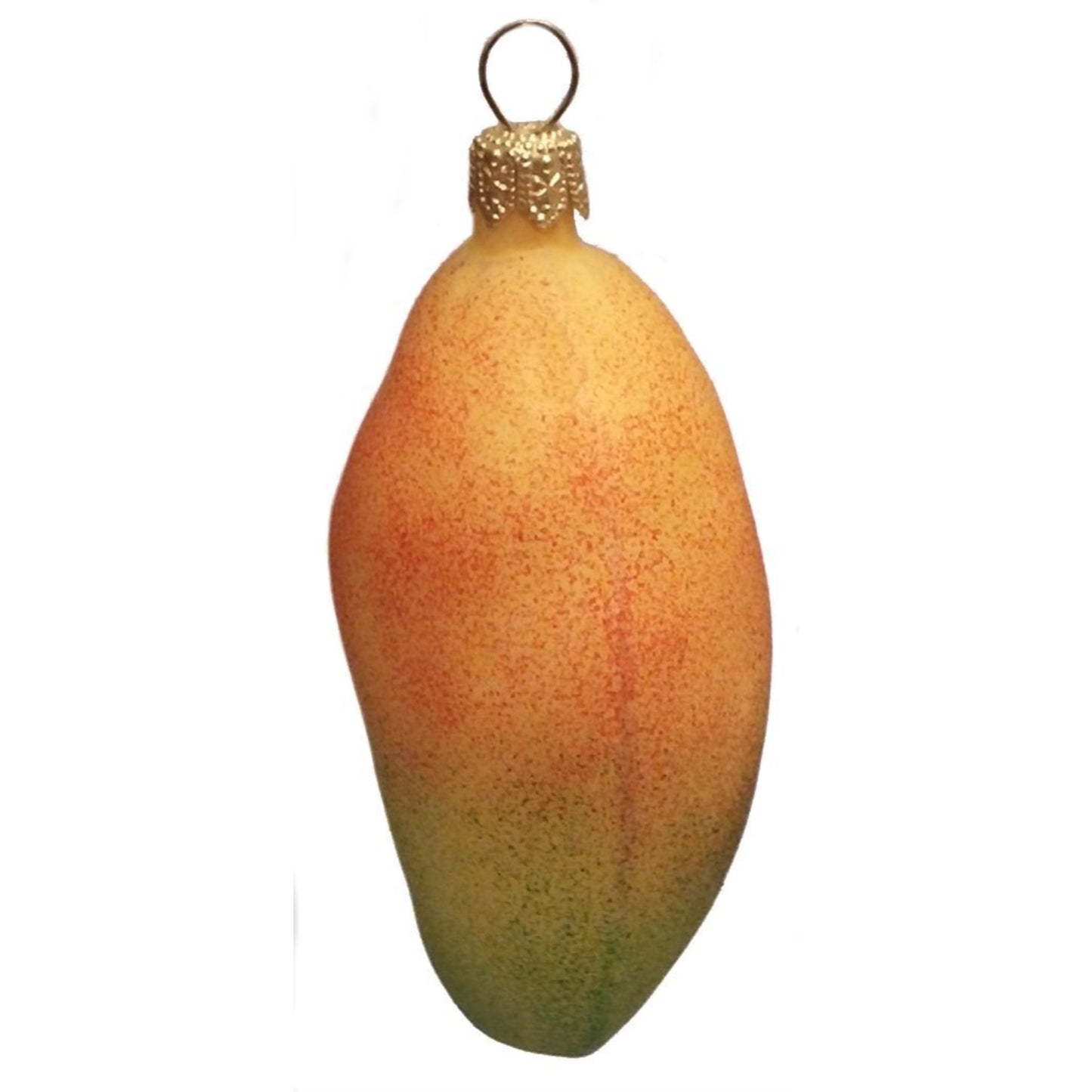Pinnacle Peak Trading Mango Fruit Polish Mouth Blown Glass Christmas Ornament Set of 2