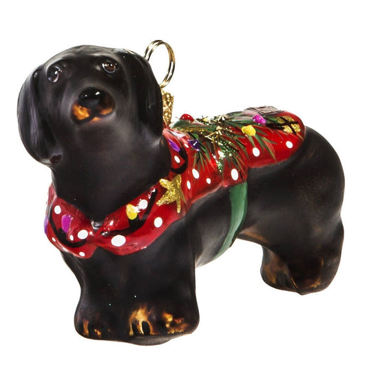 Joy to the World Black Dachshund in Ugly Christmas Sweater Polish Tree Ornament Dog Pet