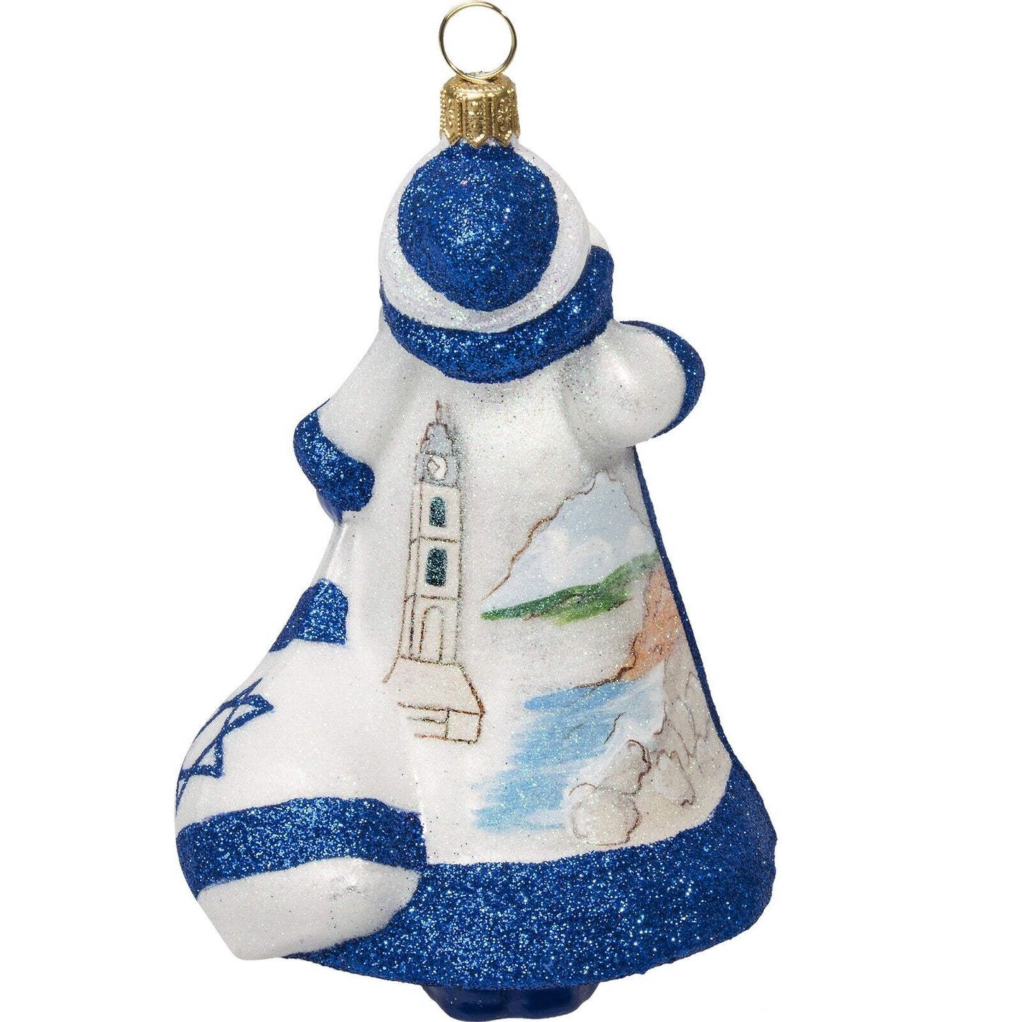 Joy to the World Glitterazzi Israel Santa Polish Glass Christmas Ornament