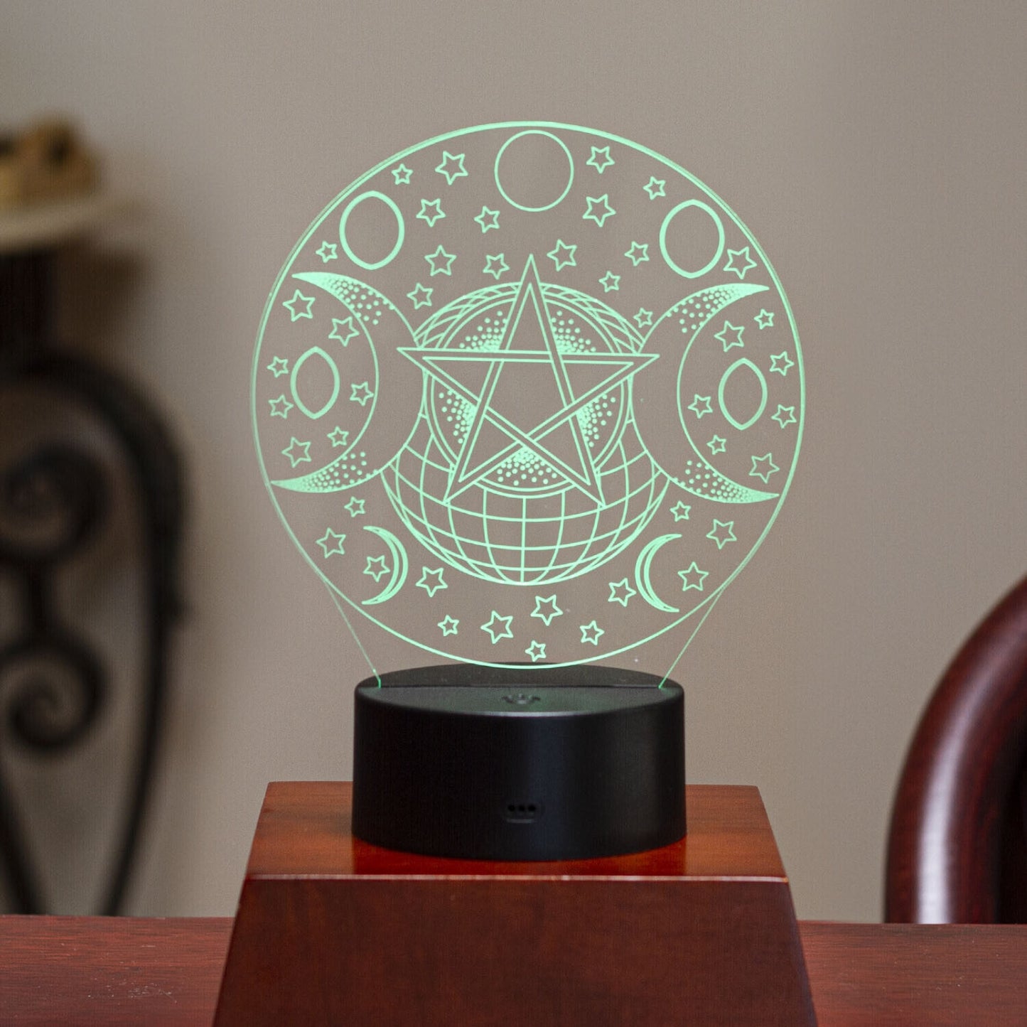 LED Light 3D Triple Moon Wicca Witchcraft Decorative Sign Home Decor