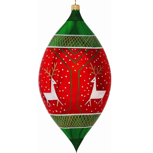 Metzler Brothers Ukraine Pysanky Reindeer Drop Polish Glass Christmas Ornament