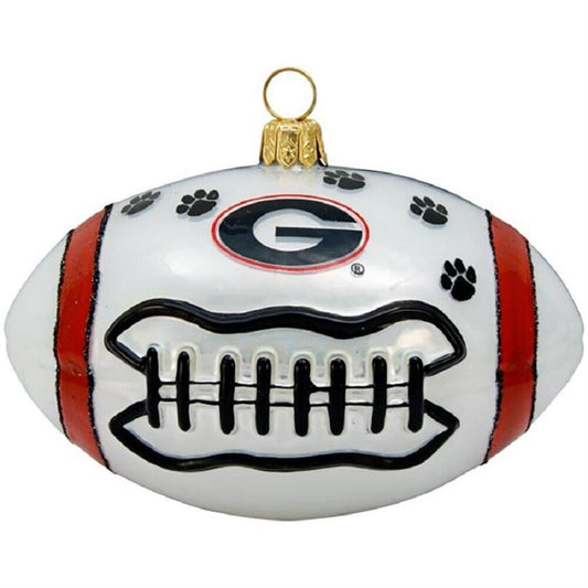 Joy to the World University of Georgia Bulldogs Football Polish Glass Christmas Ornament