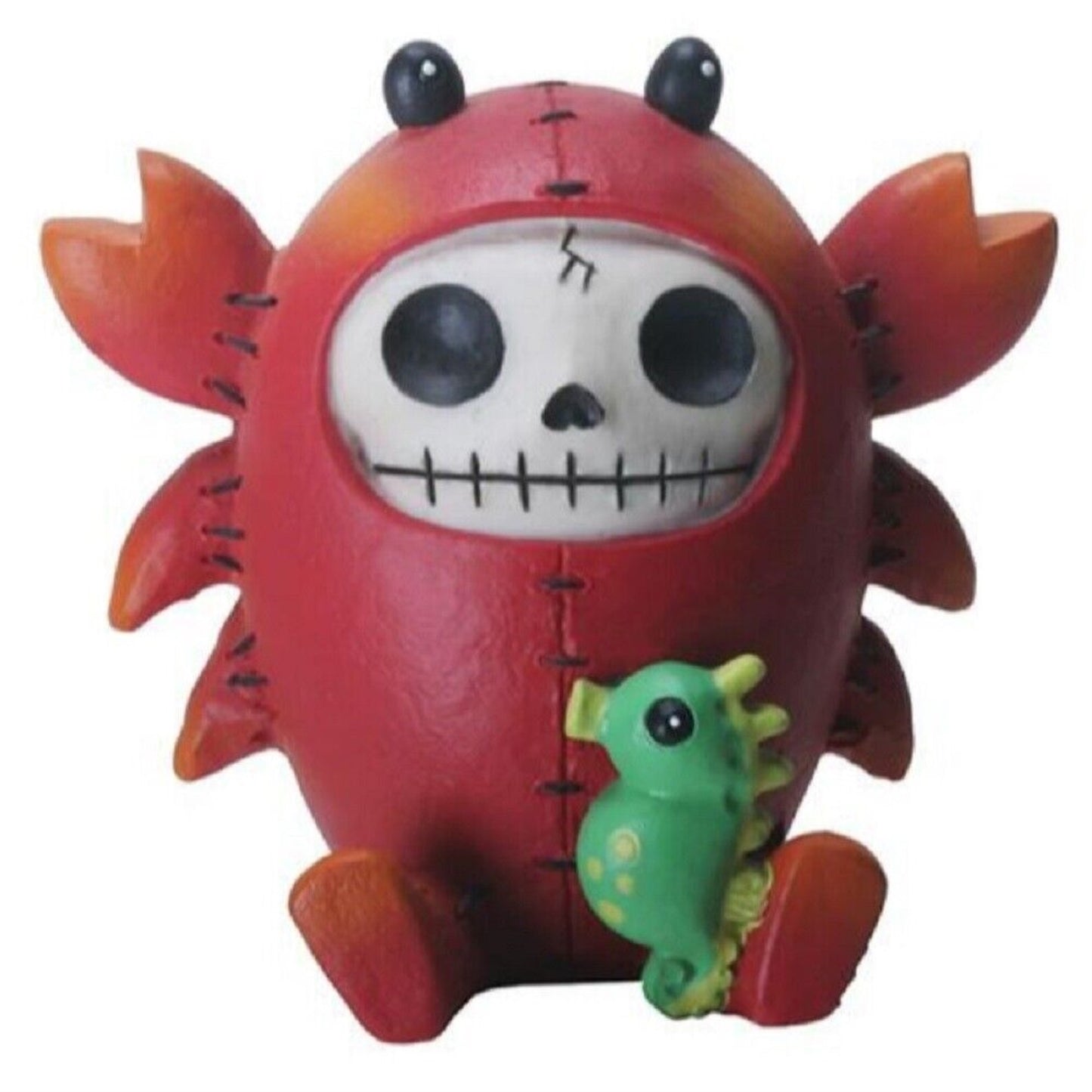 Furrybones Scuttle Skeleton in Red Crab Costume with Seahorse Figurine 2.75 inch
