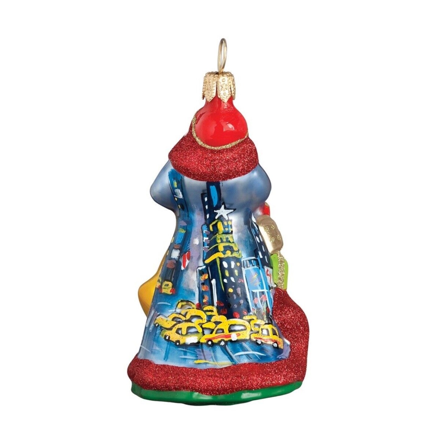 Joy to the World Glitterazzi Mini New York Santa Polish Blown Glass Christmas Ornament