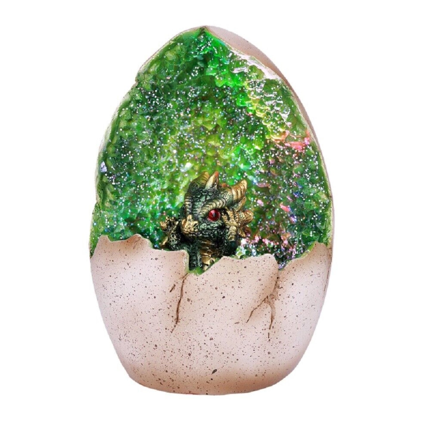 Green Dragon Egg with LED Light Figurine 5 inch