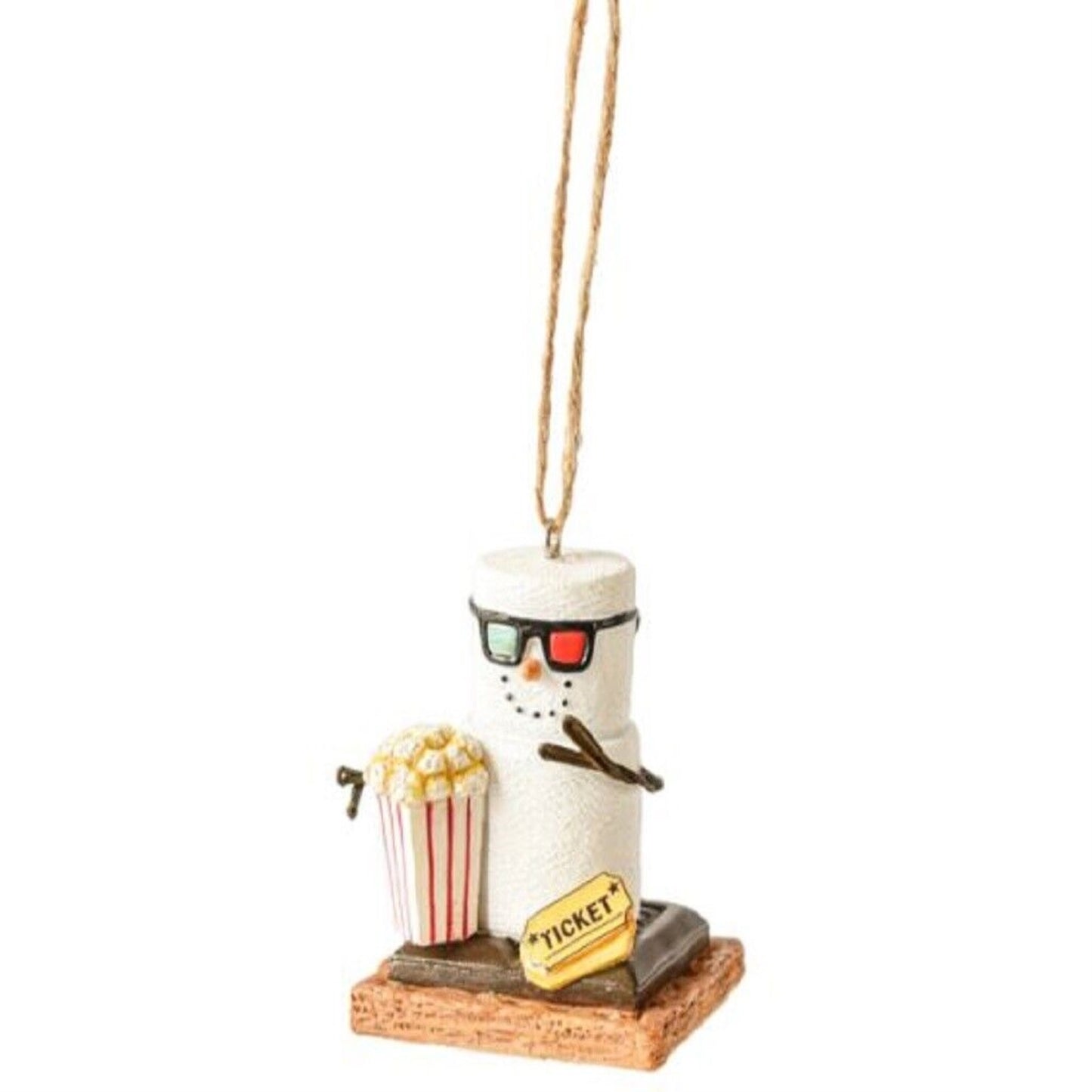 Ganz Smores Movie Buff Marshmallow Snowman Resin Holiday Christmas Ornament 2.6 inch