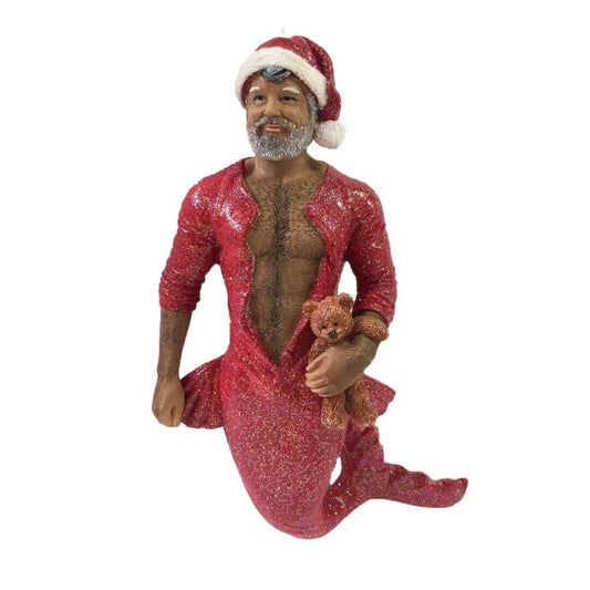 December Diamonds Bedtime Santa Merman with Bear Holiday Ornament
