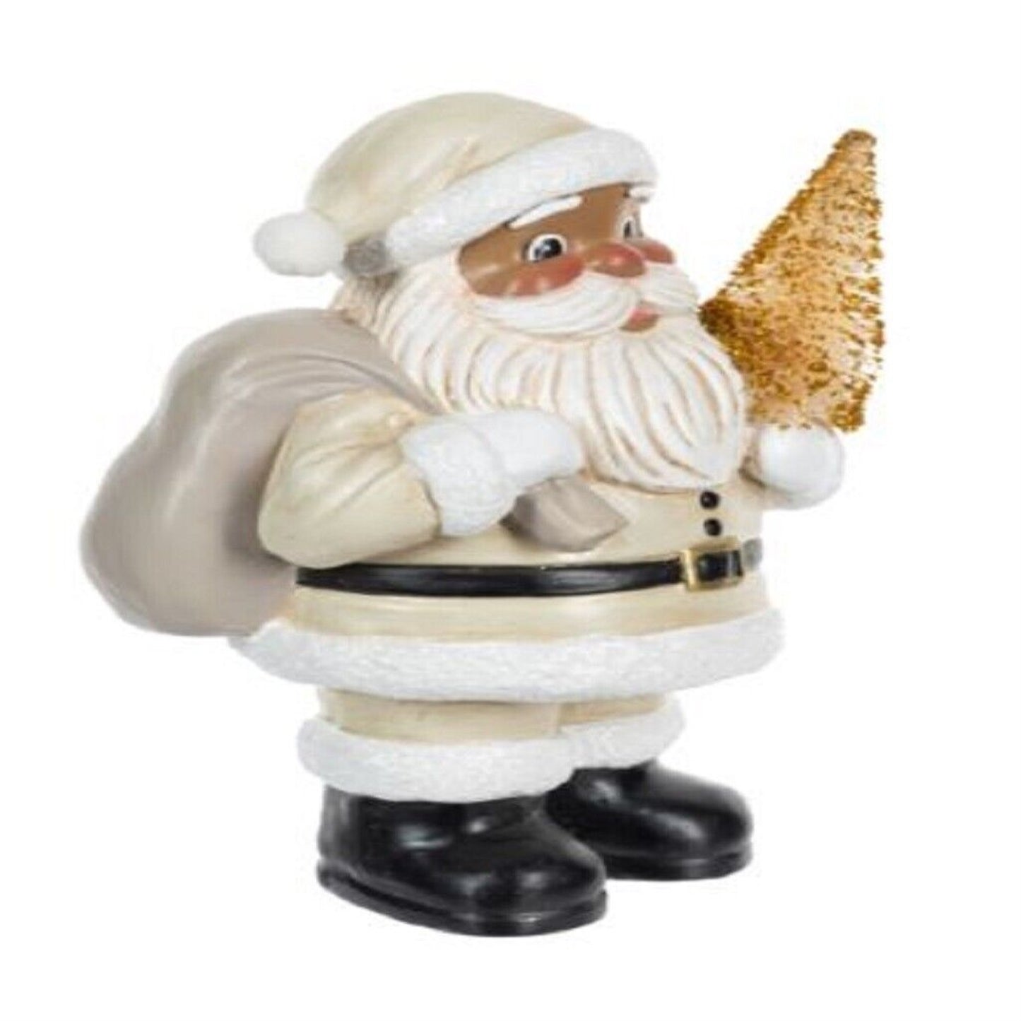 Ganz African American Santa with Gold Tree Christmas Figurine 5.5 Inch