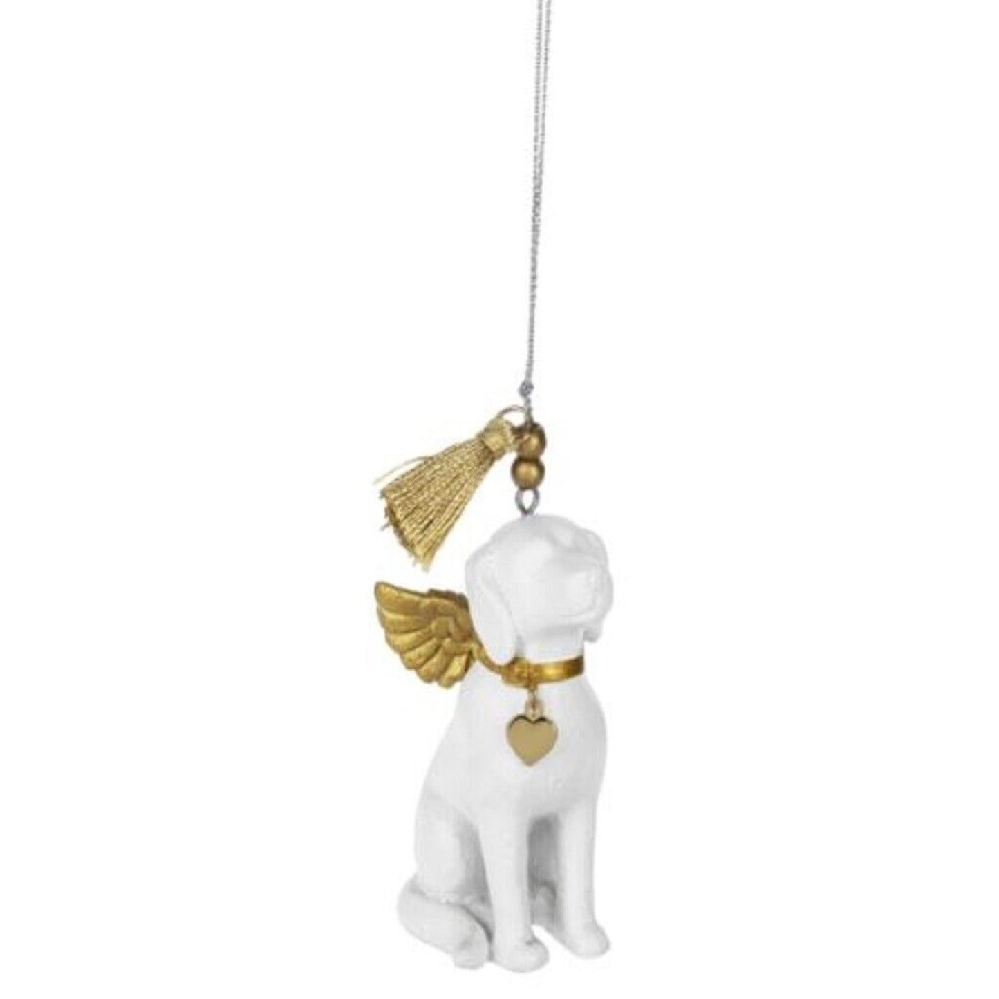 Angel Dog Christmas Tree Ornament 3.7 Inch White