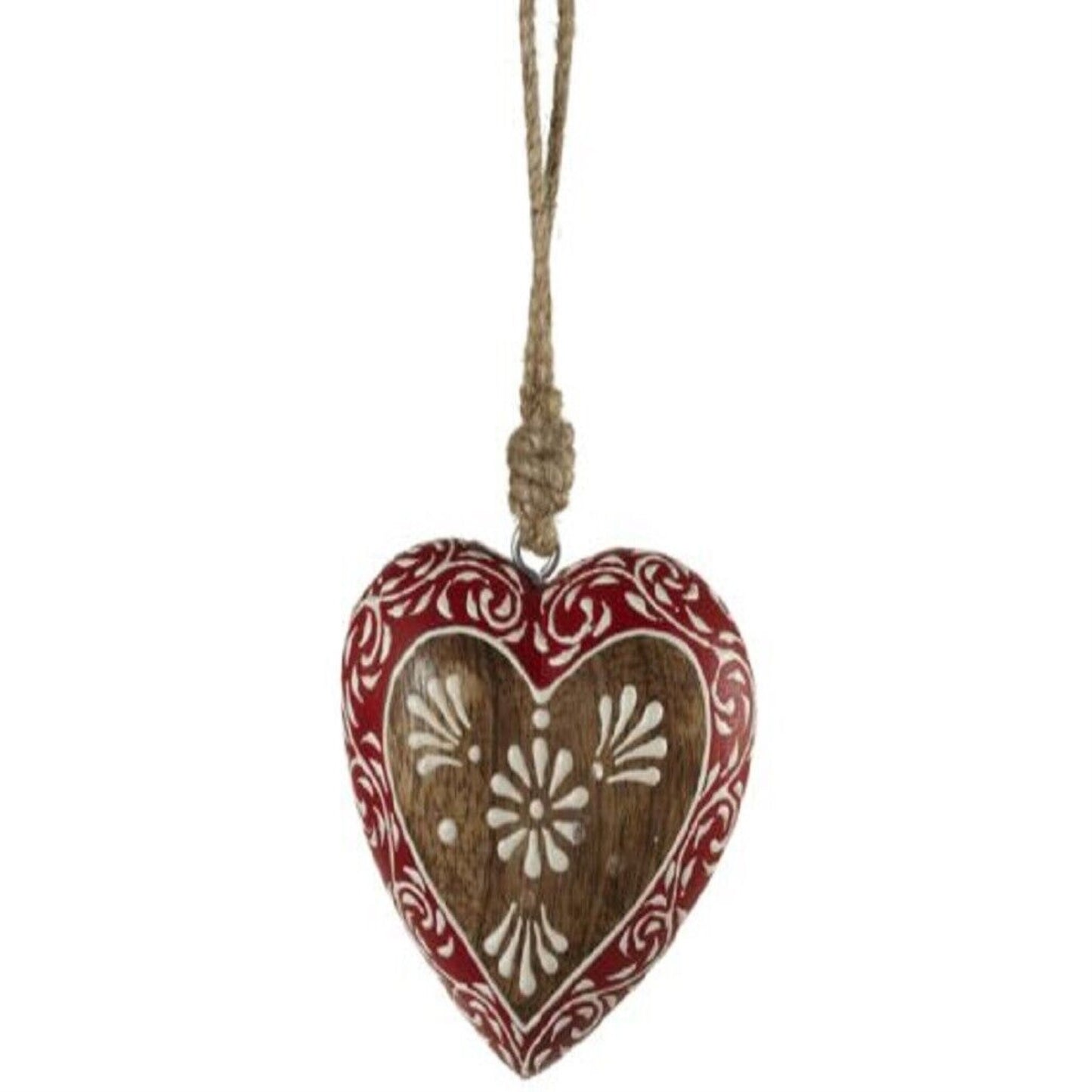 Flower Heart Wooden Christmas Ornament 3 inch