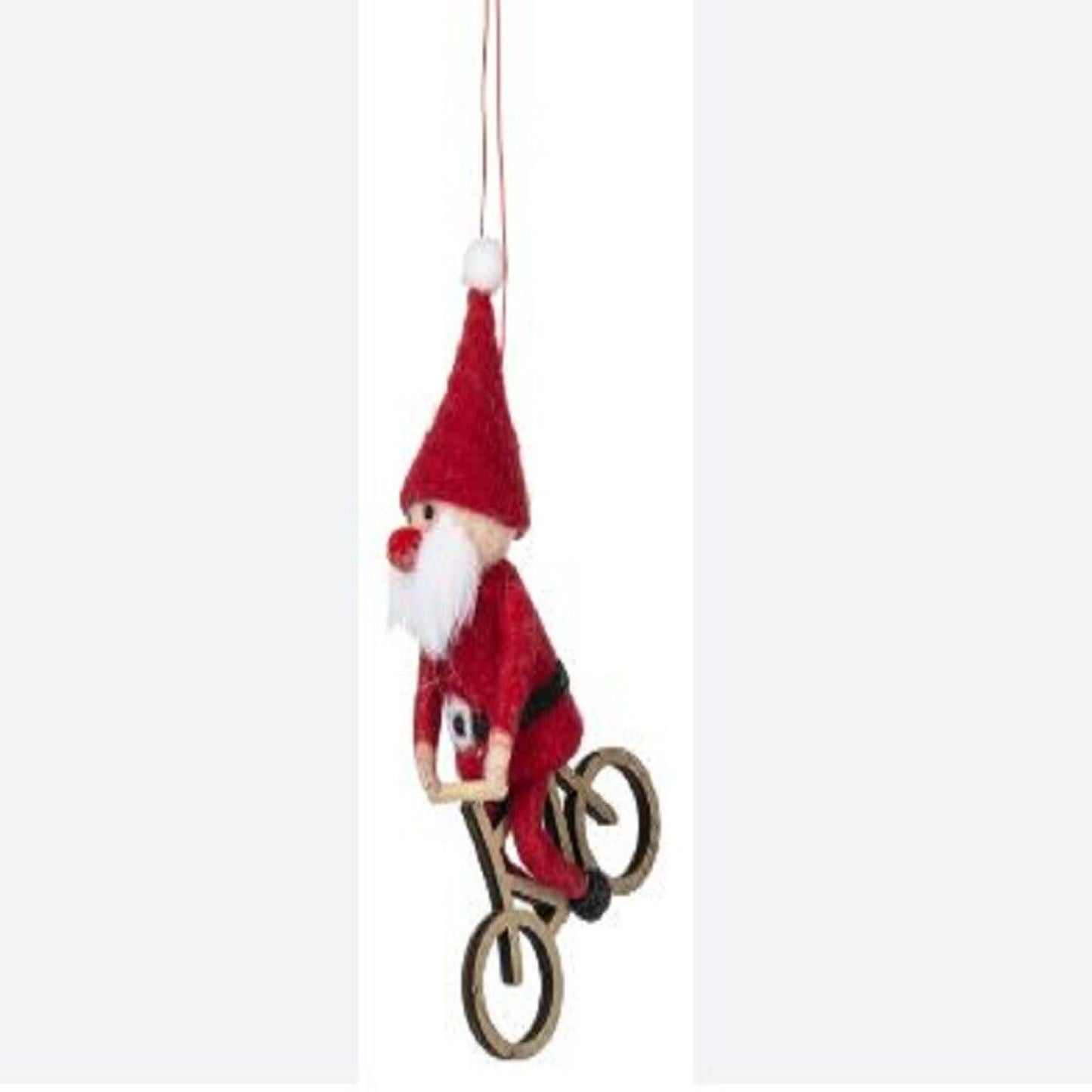 Ganz Santa Gnome Riding Bicycle Christmas Tree Ornament Multicolor 6.5 inches