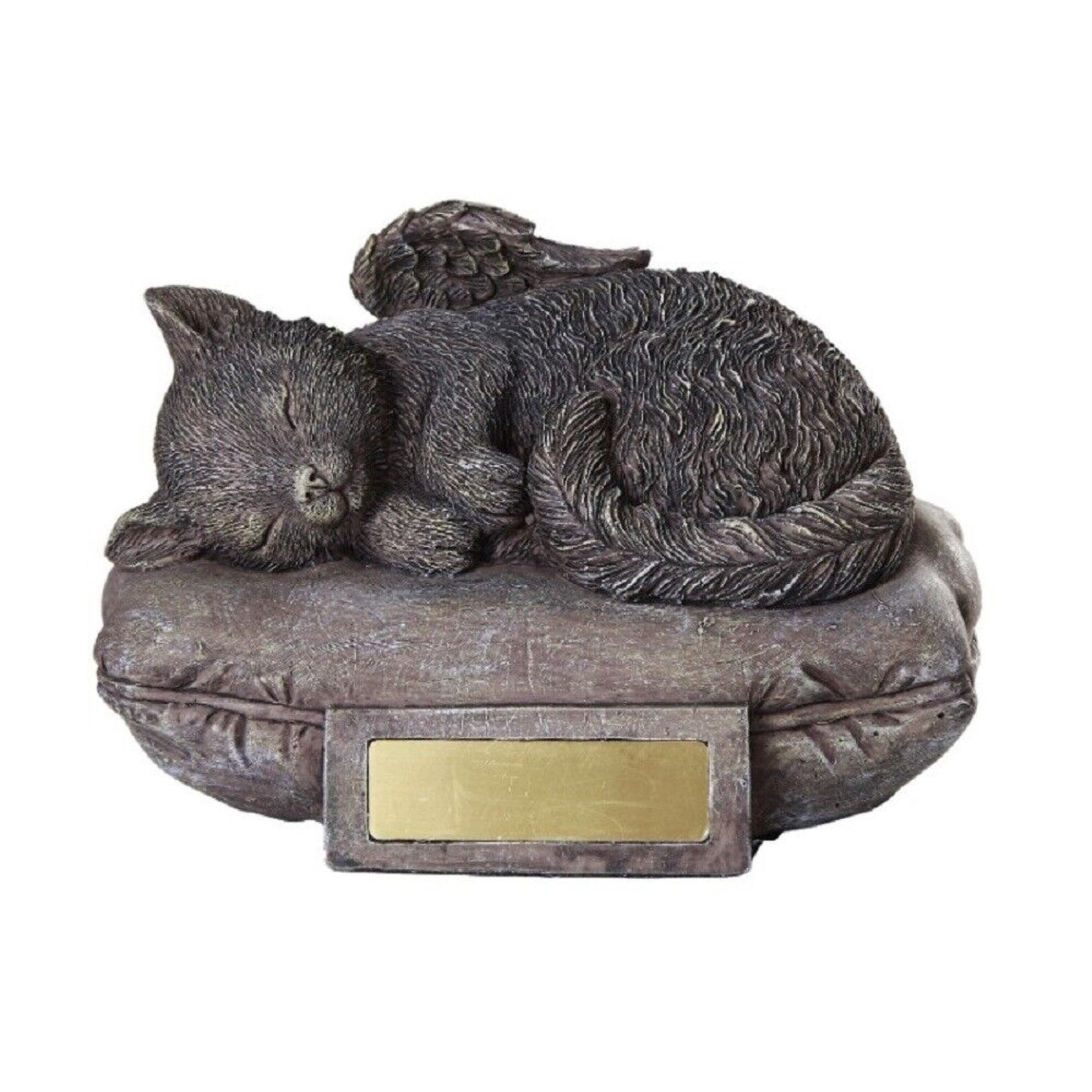 Pet Memorial Angel Cat Sleeping On Pillow Cremation Urn Bottom Load 30 Cubic Inch