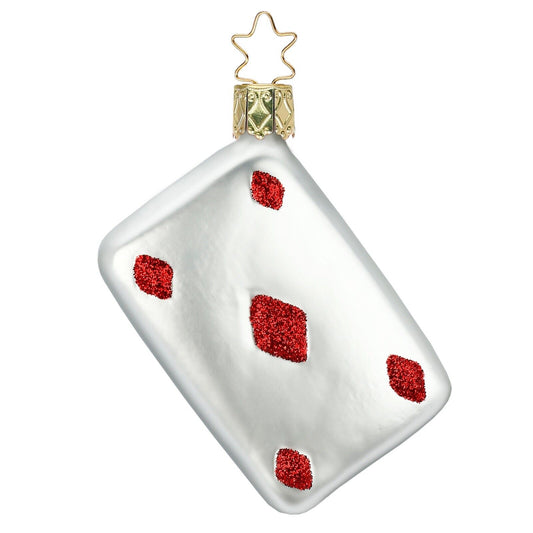 Inge Glas Five of Diamonds Card German Glass Christmas Ornament FREE BOX