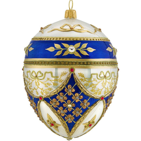 Joy to the World Glitterazzi Regal Jeweled Egg Polish Glass Christmas Tree Ornament Royal Poland