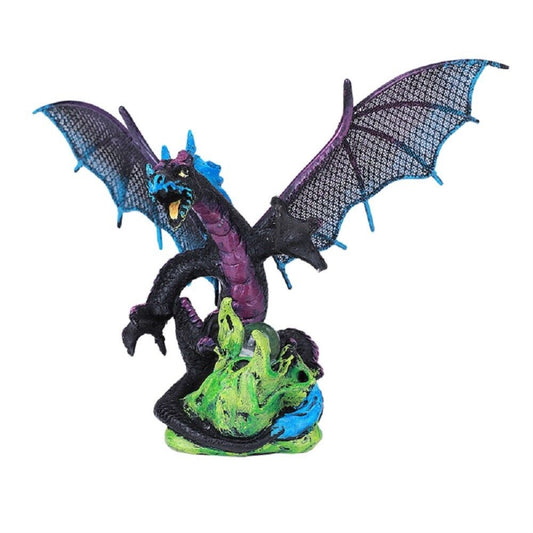 Black and Purple Pterosaur Dragon with Metal Wings Figurine