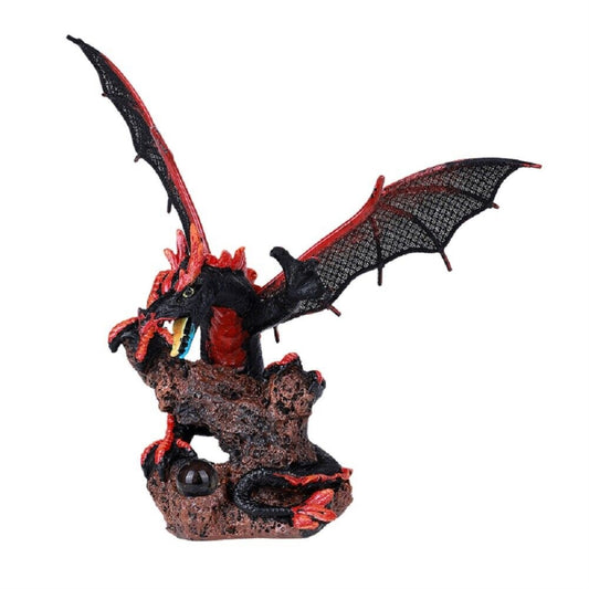 Black and Red Pterosaur Dragon with Metal Wings Figurine New