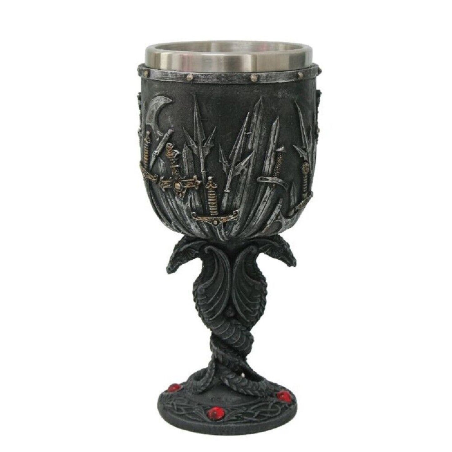 Valyrian Steel Swords And Armory With Entwined Double Dragons Wine Goblet Chalice Cup 6 ounce