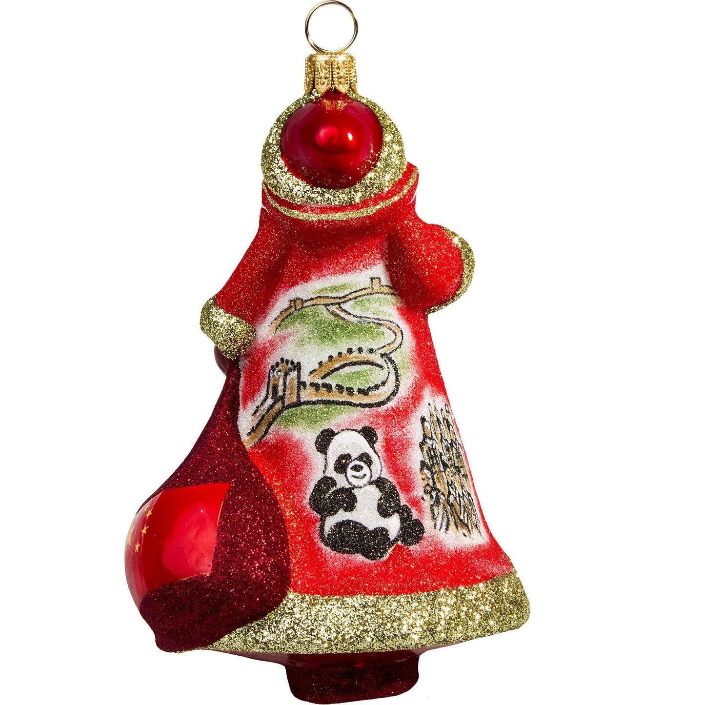 Joy to the World Glitterazzi China Santa Polish Glass Christmas Ornament