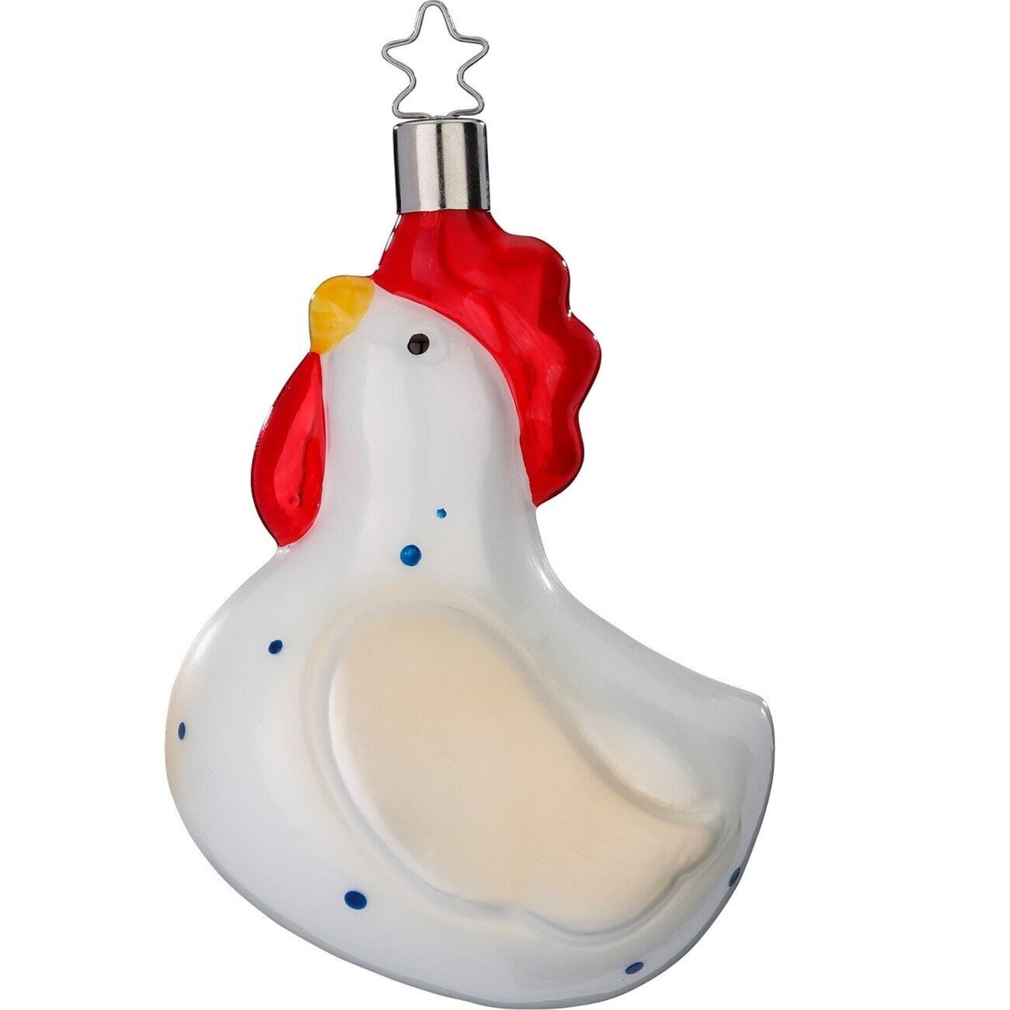 Inge Glas Herta Chicken German Glass Christmas Tree Ornament FREE BOX 4.2 Inch
