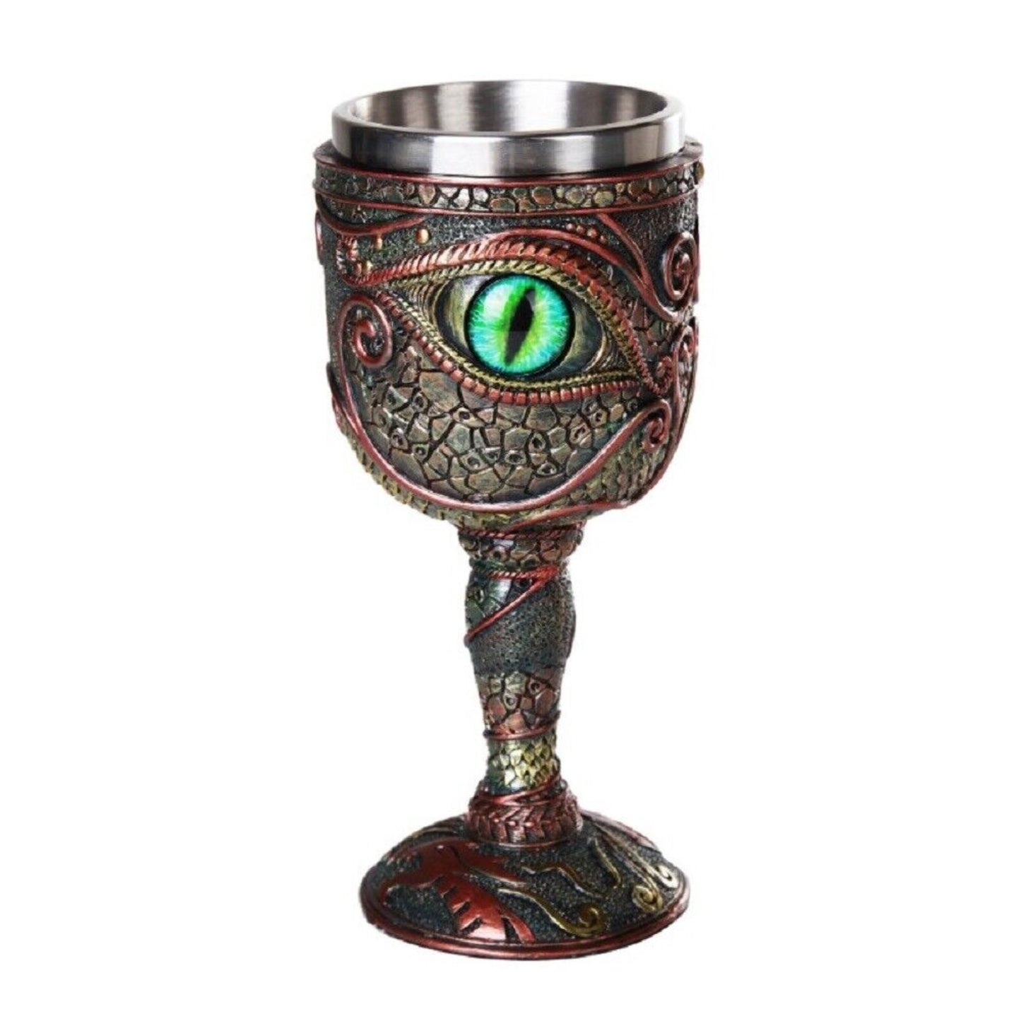 Eye of the Dragon Mystical Fantasy Wine Goblet Chalice Resin Body Stainless Steel Cup 6 ounce