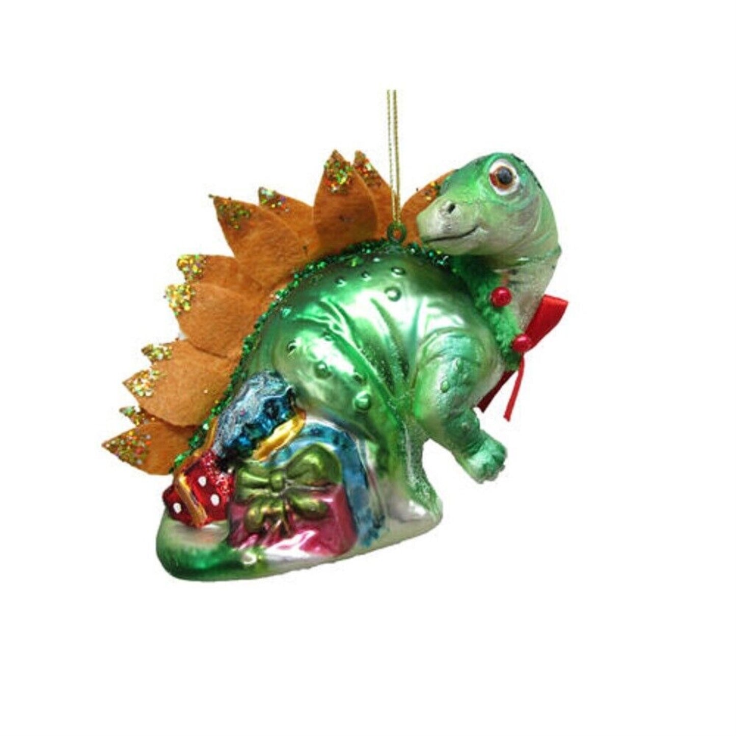 December Diamonds 79-81099 Blown Glass Green Dinosaur Ornament 5 Inches
