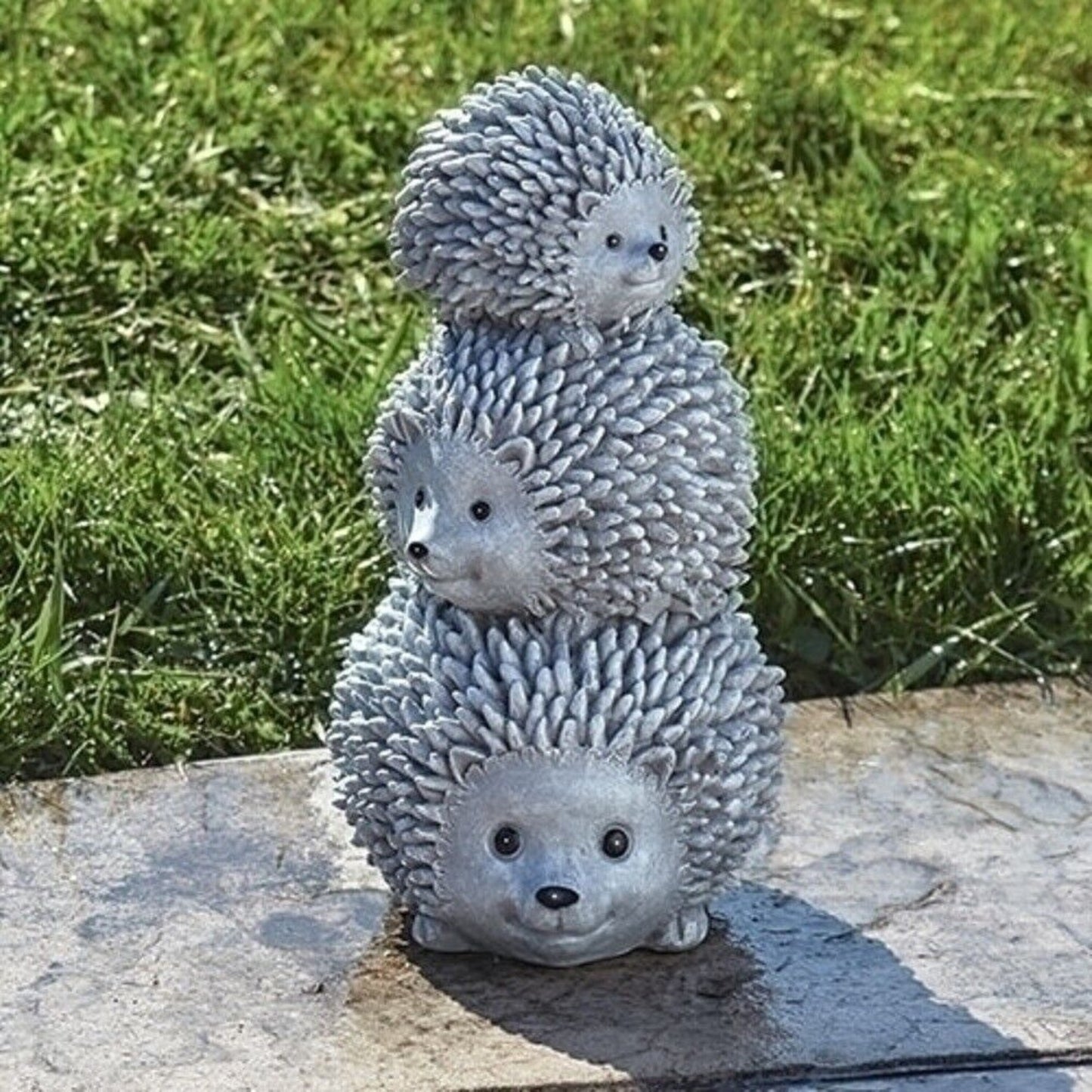 10.25" Gray and White Outdoor Stacked Hedgehogs Garden Statue