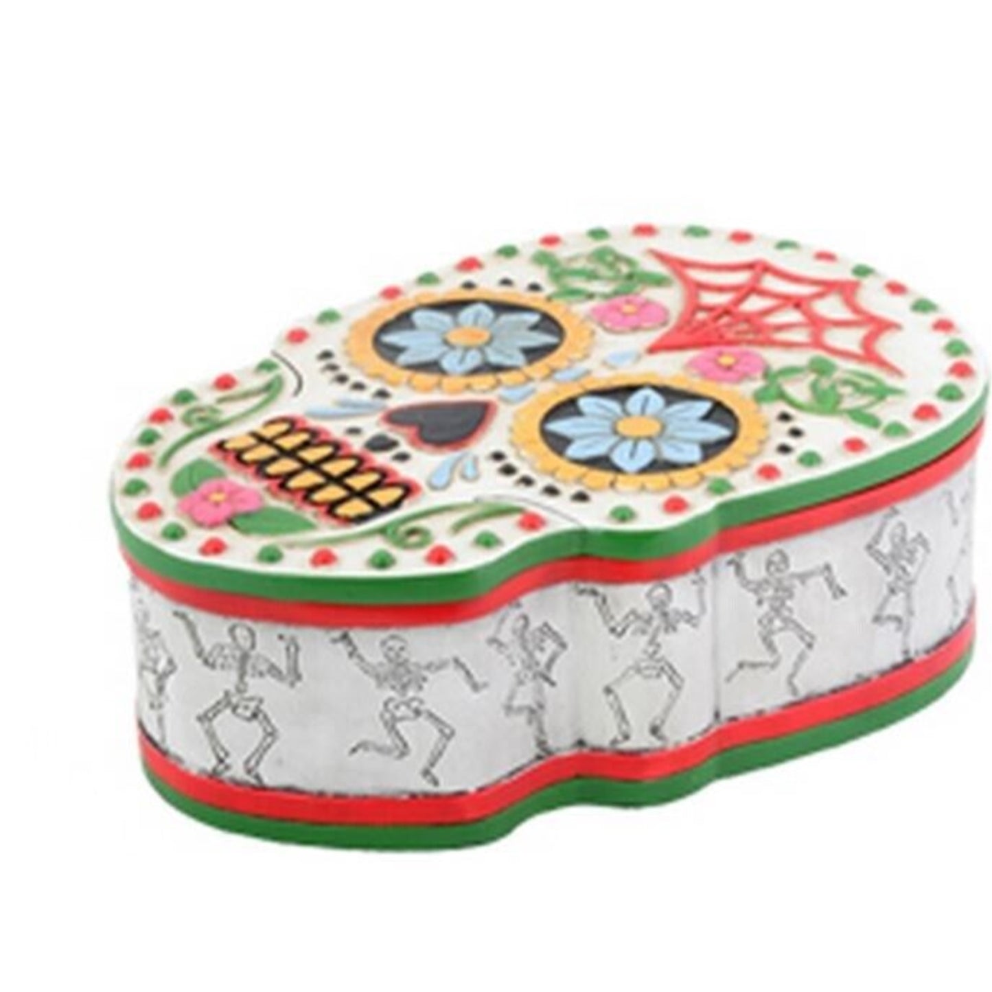 White Sugar Skull Day of the Dead Dia de Los Muertos Jewelry Trinket Box