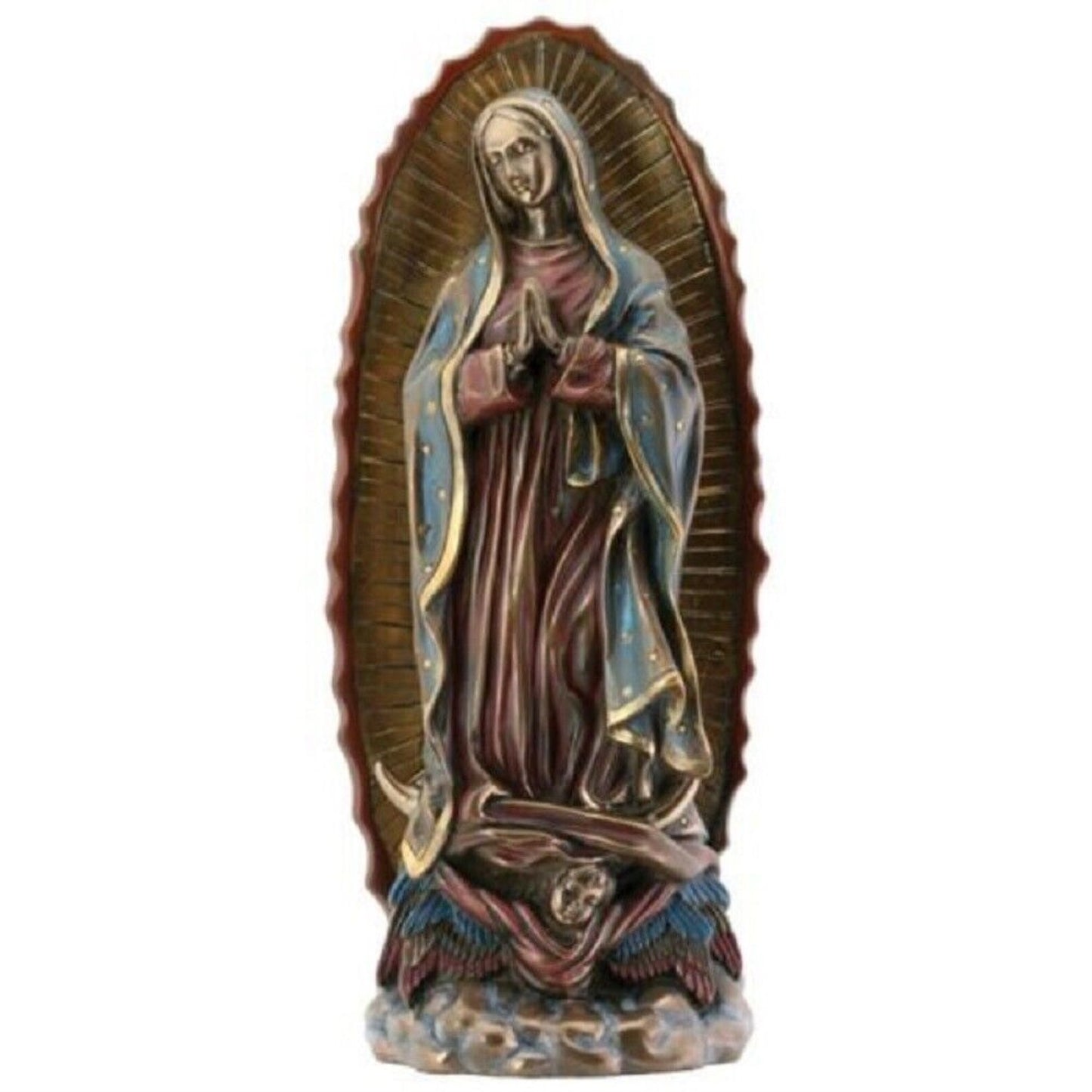 Our Lady of Guadalupe Virgin Mary Resin Statue Figurine Bronze Color 8 inch