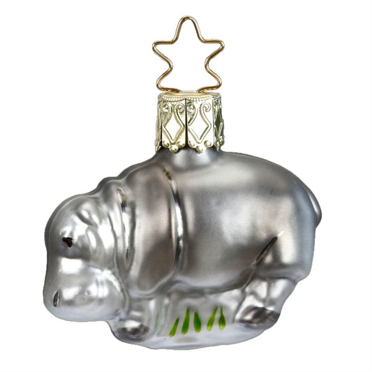 Inge Glas Happy Hippo German Glass Hippopotamus Christmas Ornament FREE BOX