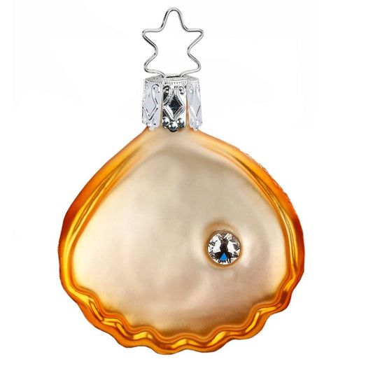 Inge Glas Sea Shell with Pearl German Glass Christmas Ornament FREE BOX 2.4 Inch