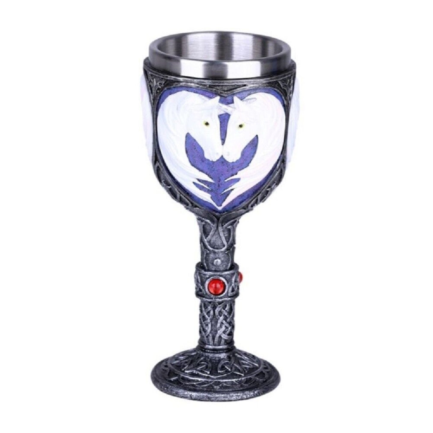 Unicorn Pair Goblet Chalice Wine Cup Resin Body Stainless Steel Cup