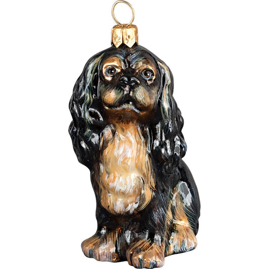 Joy to the World English Toy Spaniel Polish Glass Christmas Ornament Dog Tree Decoration